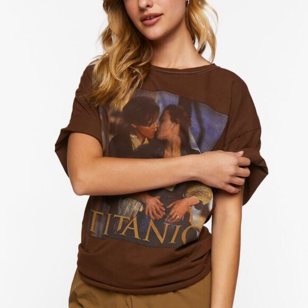 Titanic Women's Oversized Titanic Movie Brown Shirt New